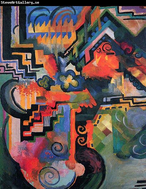 August Macke Colored composition (Hommage to Johann Sebastian Bachh)